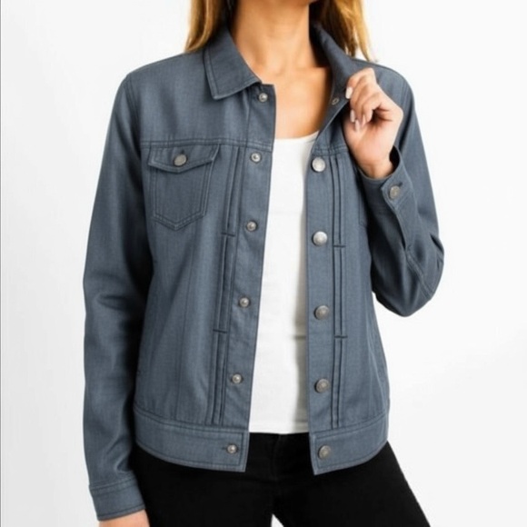 Tahari Lyocell Pintuck Jacket in Green/Black/Blue-Gray Size Medium NEW - Picture 4 of 14